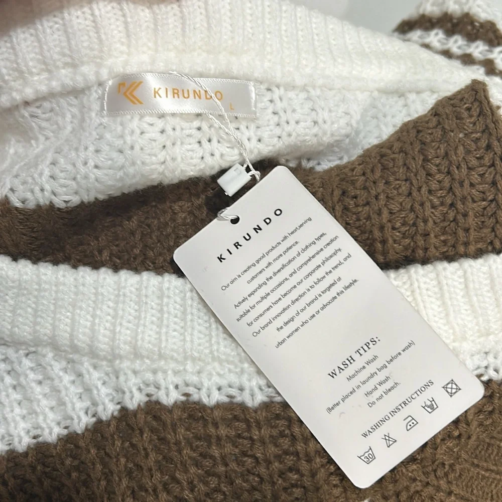 KIRUNDO WOMENS LIGHTWEIGHT SWEATER STRIPED SIZE LG NEW - Picture 6 of 9